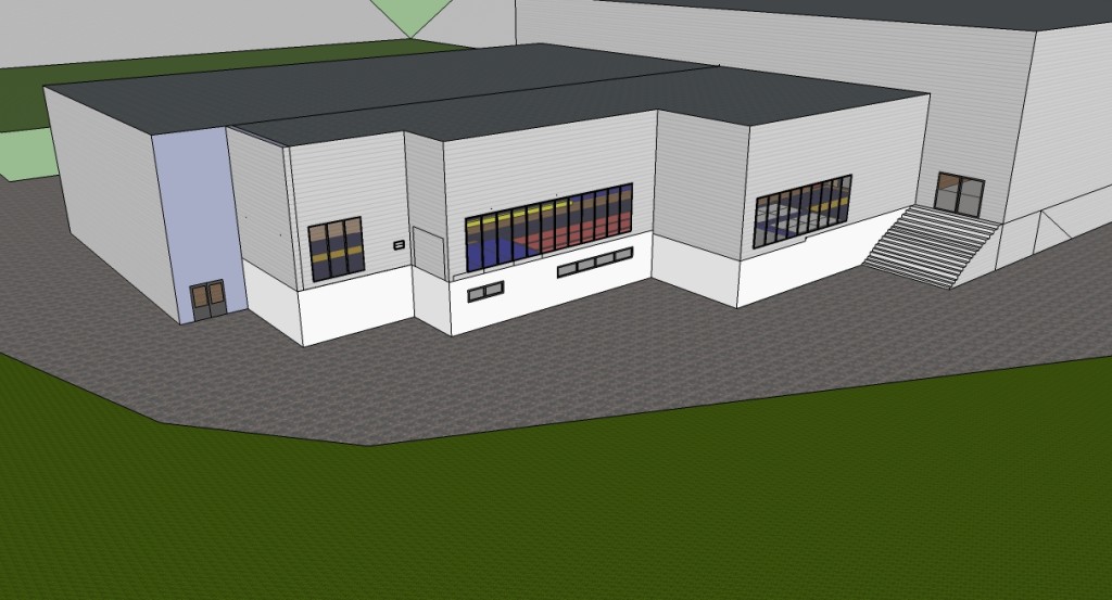 Ny 3d modell med 7,45 meter tak fasade ute